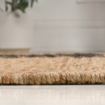 Olivier Rustic Beach House Wide Ticking Stripe Jute Area Rug